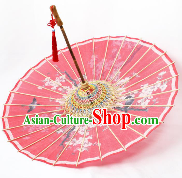 China Traditional Painting Plum Blossom Red Oil Paper Umbrella Handmade Classical Wedding Umbrella China Traditional Painting Plum Blossom Red Oil Paper Umbrella Handmade Classical Wedding Umbrella