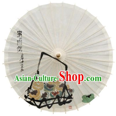 China Traditional Ink Painting Persimmon Umbrella Handmade Cheongsam Dance Oil Paper Umbrella