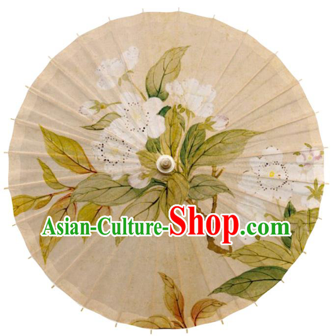 China Traditional Printing Pear Blossom Oil Paper Umbrella Handmade Classical Dance Beige Umbrella China Traditional Printing Pear Blossom Oil Paper Umbrella Handmade Classical Dance Beige Umbrella
