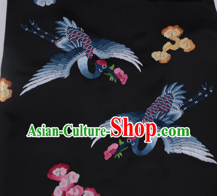 China Traditional Cheongsam Stomachers Undergarment Handmade Embroidered Cranes Black Silk Bellyband China Traditional Cheongsam Stomachers Undergarment Handmade Embroidered Cranes Black Silk Bellyband
