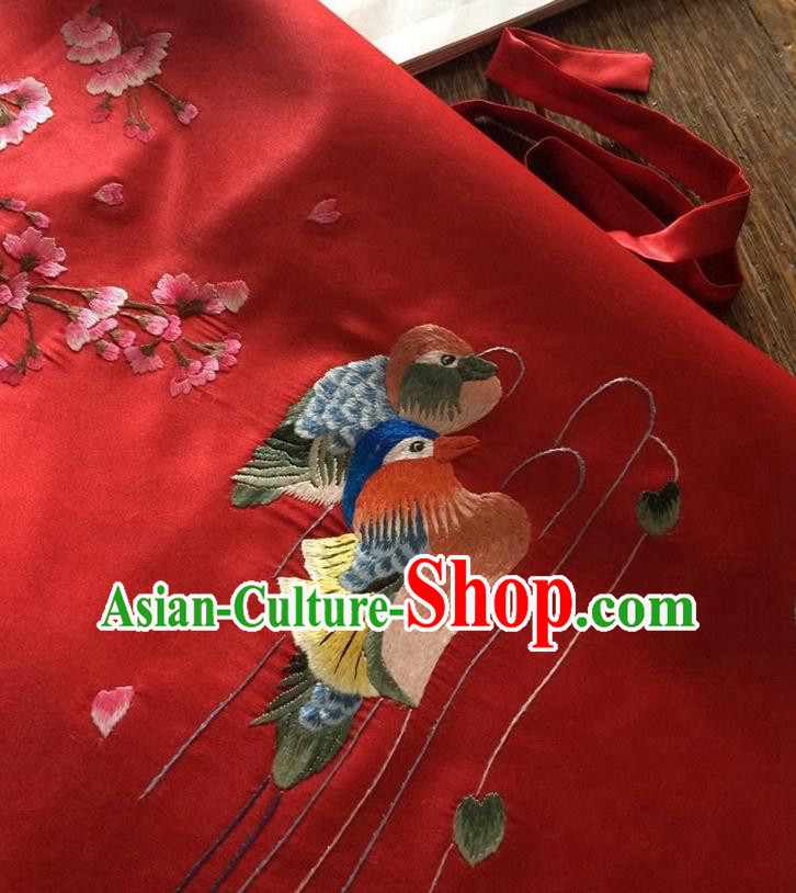China Traditional Wedding Stomachers Undergarment Handmade Embroidered Mandarin Duck Red Silk Bellyband China Traditional Wedding Stomachers Undergarment Handmade Embroidered Mandarin Duck Red Silk Bellyband