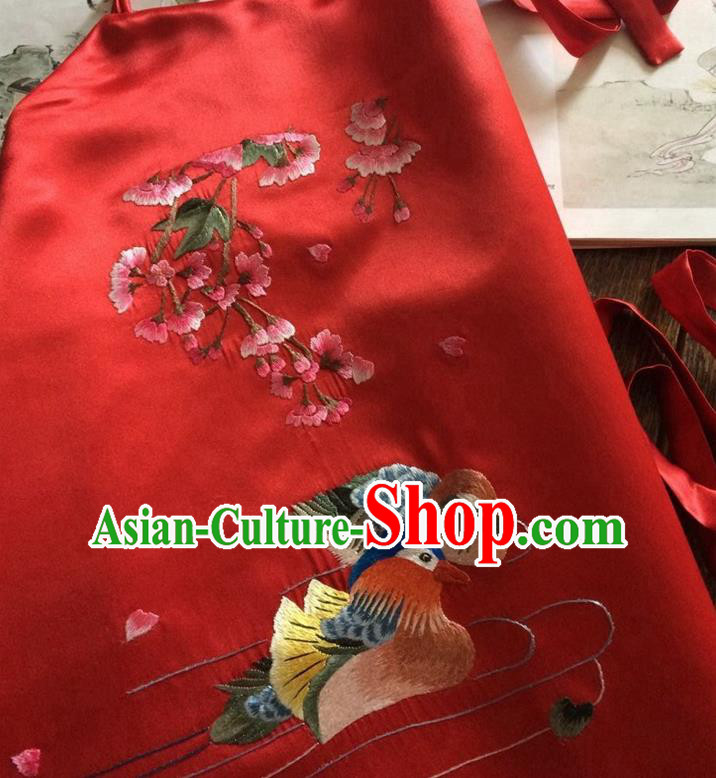 China Traditional Wedding Stomachers Undergarment Handmade Embroidered Mandarin Duck Red Silk Bellyband China Traditional Wedding Stomachers Undergarment Handmade Embroidered Mandarin Duck Red Silk Bellyband