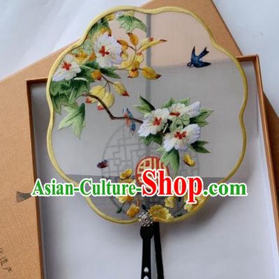 Chinese Traditional Hanfu Fan Ancient Princess Silk Fan Handmade Embroidered Palace Fan