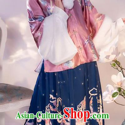 China Ancient Palace Beauty Hanfu Dress Clothing Traditional Ming Dynasty Historical Costume Complete Set