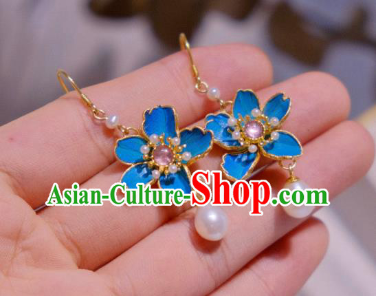 Chinese Traditional Culture Jewelry Ancient Qing Dynasty Tourmaline Ear Accessories Peach Blossom Earrings Chinese Traditional Culture Jewelry Ancient Qing Dynasty Tourmaline Ear Accessories Peach Blossom Earrings