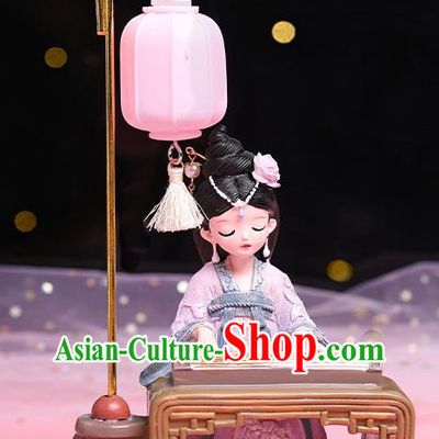 China Traditional Tang Dynasty Beauty Doll Lantern Handmade Beijing Silk Figurine Doll