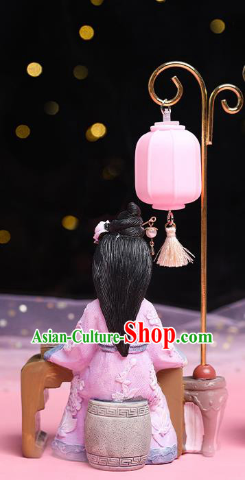 China Traditional Tang Dynasty Beauty Doll Lantern Handmade Beijing Silk Figurine Doll