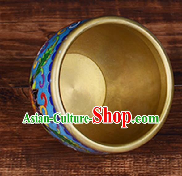 China Handmade Brass Blue Cup Traditional Cloisonne Ornament China Handmade Brass Blue Cup Traditional Cloisonne Ornament