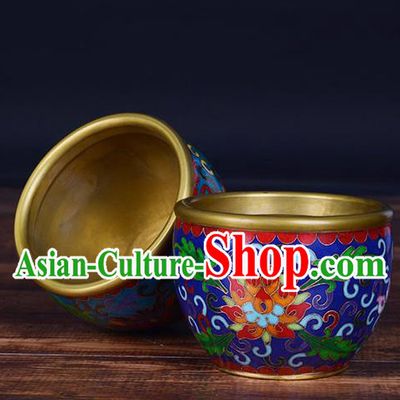 China Handmade Enamel Brass Cup Traditional Cloisonne Ornament Brush Washer