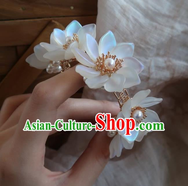 China Handmade Hanfu Hairpin Traditional Ancient Princess White Lotus Hair Stick China Handmade Hanfu Hairpin Traditional Ancient Princess White Lotus Hair Stick