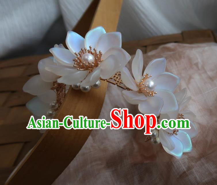 China Handmade Hanfu Hairpin Traditional Ancient Princess White Lotus Hair Stick China Handmade Hanfu Hairpin Traditional Ancient Princess White Lotus Hair Stick