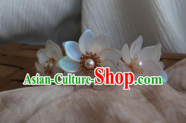 China Handmade Hanfu Hairpin Traditional Ancient Princess White Lotus Hair Stick China Handmade Hanfu Hairpin Traditional Ancient Princess White Lotus Hair Stick