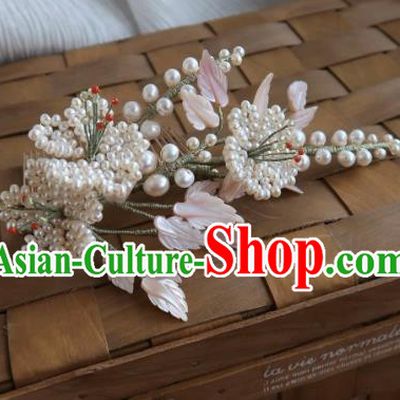 China Handmade Hanfu Plum Blossom Hairpin Traditional Ancient Princess Beads Hair Comb