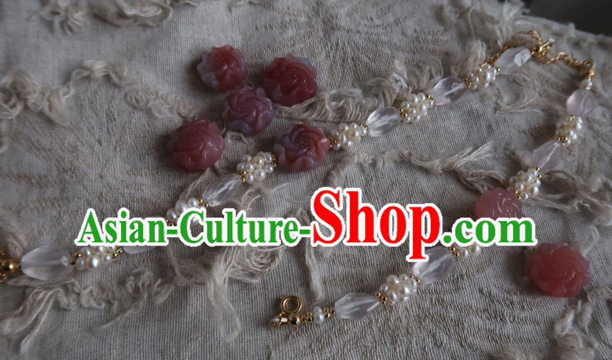 Handmade Chinese Pearls Bangle Carving Peony Wristlet Accessories Traditional Hanfu Bracelet Handmade Chinese Pearls Bangle Carving Peony Wristlet Accessories Traditional Hanfu Bracelet