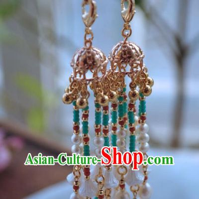 China Handmade Hanfu Golden Hairpin Traditional Ancient Ming Dynasty Princess Pearls Tassel Hair Comb
