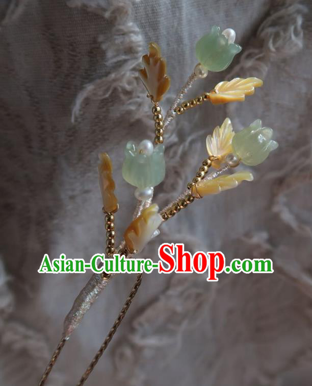 China Handmade Hanfu Yellow Shell Hairpin Traditional Ancient Princess Convallaria Hair Stick China Handmade Hanfu Yellow Shell Hairpin Traditional Ancient Princess Convallaria Hair Stick