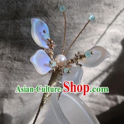 China Handmade Hanfu Moonshine Butterfly Hairpin Traditional Ancient Ming Dynasty Hair Clip