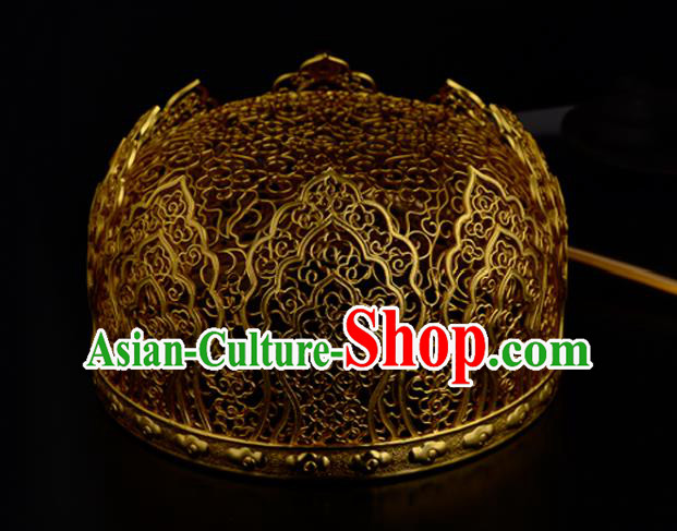 China Ancient Queen Golden Hairpin Handmade Traditional Ming Dynasty Empress Gems Hair Crown China Ancient Queen Golden Hairpin Handmade Traditional Ming Dynasty Empress Gems Hair Crown