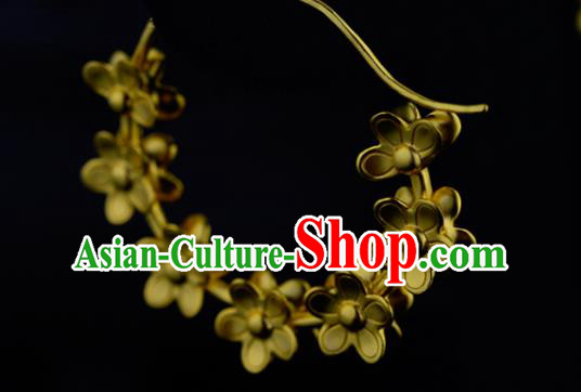 Chinese Traditional Song Dynasty Court Earrings Ancient Queen Golden Peach Blossom Ear Accessories Chinese Traditional Song Dynasty Court Earrings Ancient Queen Golden Peach Blossom Ear Accessories