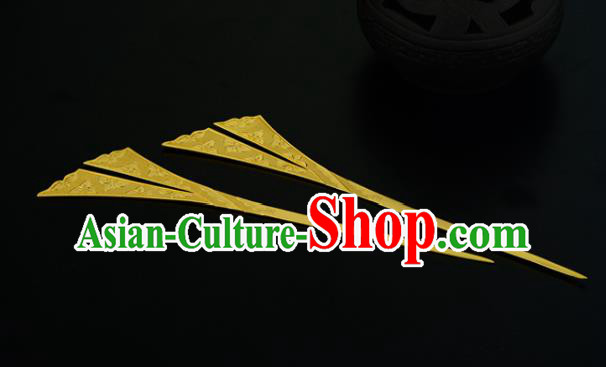 China Ancient Palace Empress Golden Hairpin Handmade Traditional Tang Dynasty Court Hair Stick China Ancient Palace Empress Golden Hairpin Handmade Traditional Tang Dynasty Court Hair Stick
