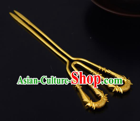 China Ancient Noble Countess Hairpin Handmade Traditional Song Dynasty Golden Bamboo Hair Stick China Ancient Noble Countess Hairpin Handmade Traditional Song Dynasty Golden Bamboo Hair Stick