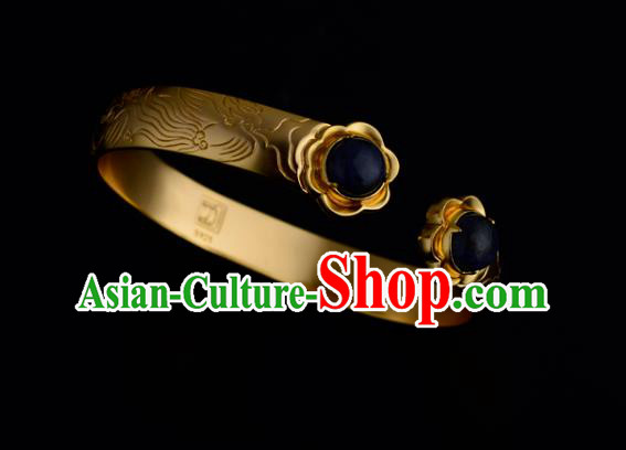 Chinese Ancient Imperial Concubine Bracelet Traditional Ming Dynasty Golden Bangle Jewelry Chinese Ancient Imperial Concubine Bracelet Traditional Ming Dynasty Golden Bangle Jewelry