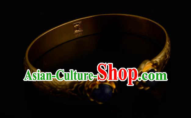 Chinese Ancient Imperial Concubine Bracelet Traditional Ming Dynasty Golden Bangle Jewelry Chinese Ancient Imperial Concubine Bracelet Traditional Ming Dynasty Golden Bangle Jewelry