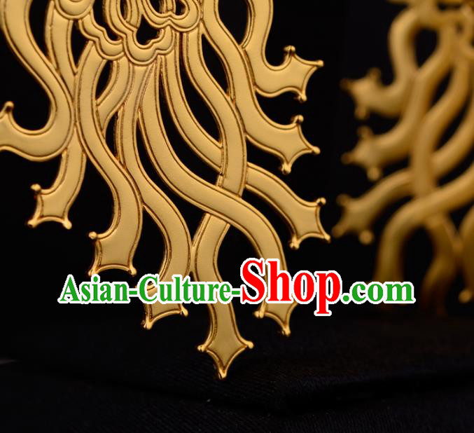 Chinese Traditional Song Dynasty Golden Earrings Ancient Queen Ear Accessories Chinese Traditional Song Dynasty Golden Earrings Ancient Queen Ear Accessories