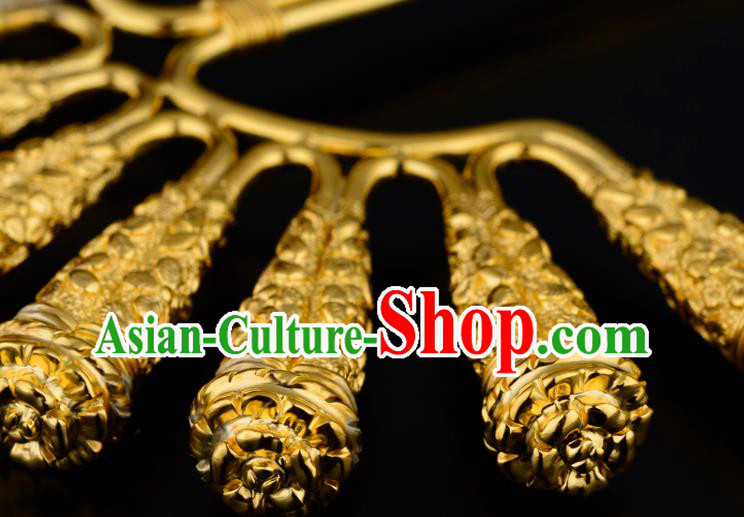 China Ancient Queen Hairpin Handmade Traditional Song Dynasty Golden Hair Stick China Ancient Queen Hairpin Handmade Traditional Song Dynasty Golden Hair Stick
