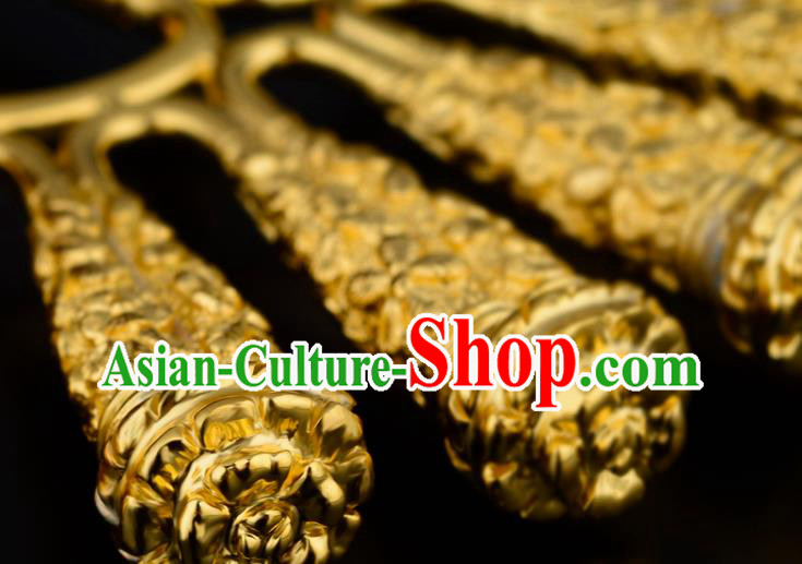 China Ancient Queen Hairpin Handmade Traditional Song Dynasty Golden Hair Stick China Ancient Queen Hairpin Handmade Traditional Song Dynasty Golden Hair Stick