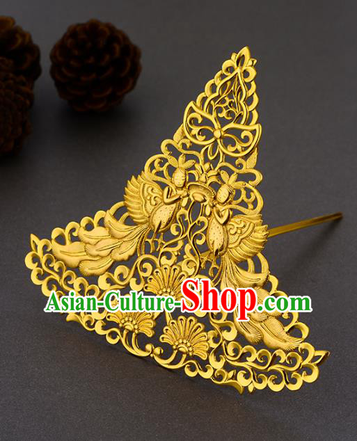 China Ancient Empress Hair Accessories Handmade Traditional Tang Dynasty Queen Golden Hair Crown