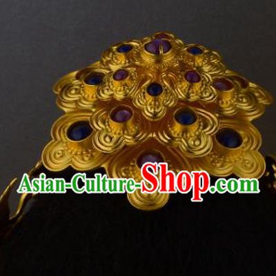 China Ancient Empress Ruby Hair Jewelry Handmade Traditional Ming Dynasty Queen Gems Hair Crown