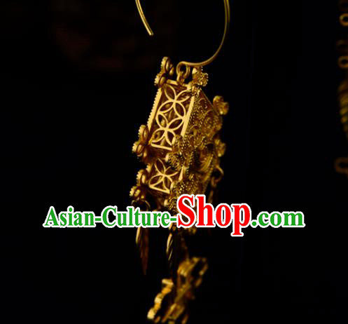 Chinese Traditional Ming Dynasty Hanfu Earrings Ancient Court Woman Golden Ear Accessories Chinese Traditional Ming Dynasty Hanfu Earrings Ancient Court Woman Golden Ear Accessories