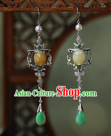 Chinese Traditional Cheongsam Jadeite Earrings National Ear Accessories Chinese Traditional Cheongsam Jadeite Earrings National Ear Accessories