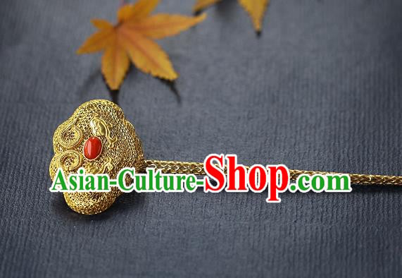 China Ancient Empress Filigree Hairpin Handmade Traditional Ming Dynasty Ruby Hair Stick China Ancient Empress Filigree Hairpin Handmade Traditional Ming Dynasty Ruby Hair Stick