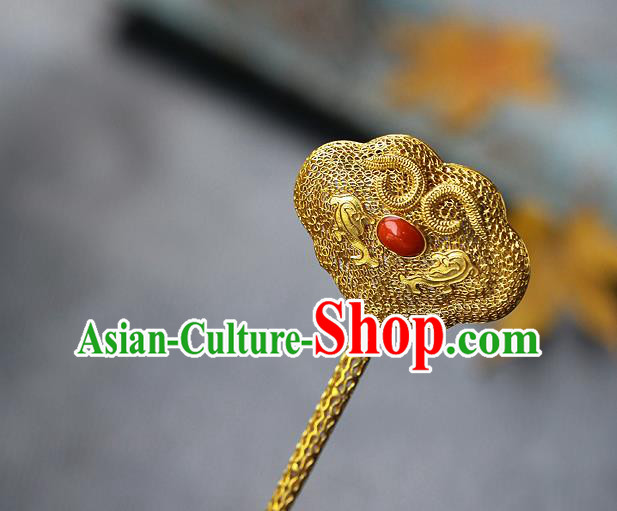 China Ancient Empress Filigree Hairpin Handmade Traditional Ming Dynasty Ruby Hair Stick China Ancient Empress Filigree Hairpin Handmade Traditional Ming Dynasty Ruby Hair Stick