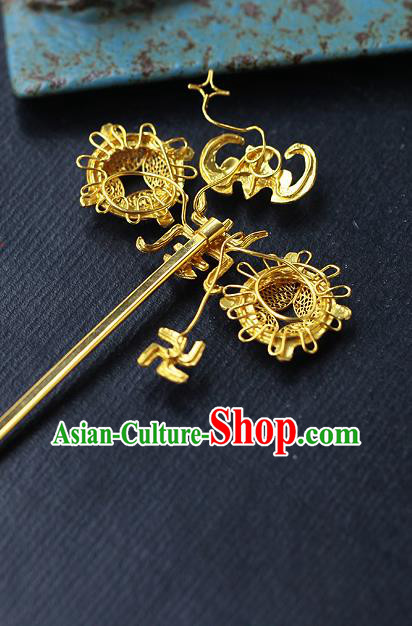 China Ancient Noble Lady Pearl Hairpin Handmade Traditional Ming Dynasty Golden Bat Hair Stick China Ancient Noble Lady Pearl Hairpin Handmade Traditional Ming Dynasty Golden Bat Hair Stick