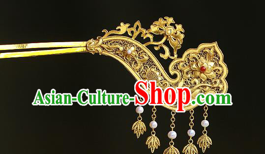 China Ancient Court Beauty Tassel Hairpin Handmade Traditional Song Dynasty Filigree Hair Jewelry China Ancient Court Beauty Tassel Hairpin Handmade Traditional Song Dynasty Filigree Hair Jewelry
