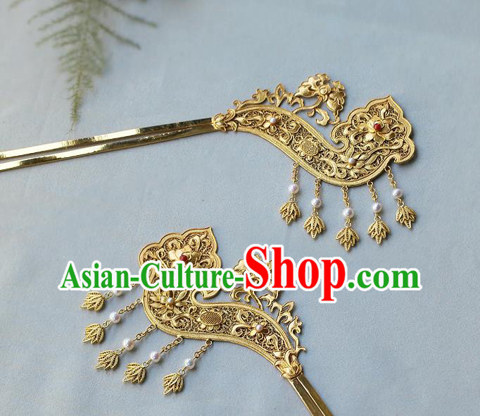 China Ancient Court Beauty Tassel Hairpin Handmade Traditional Song Dynasty Filigree Hair Jewelry China Ancient Court Beauty Tassel Hairpin Handmade Traditional Song Dynasty Filigree Hair Jewelry