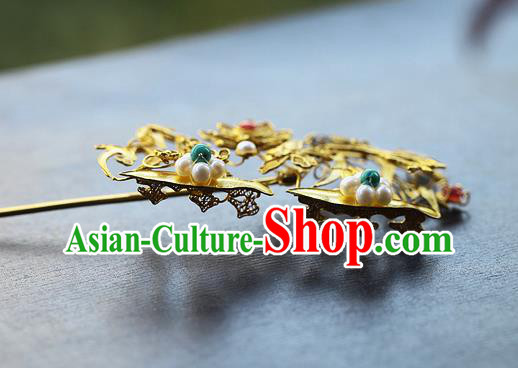 China Ancient Queen Filigree Hairpin Handmade Traditional Ming Dynasty Pearls Tassel Hair Stick China Ancient Queen Filigree Hairpin Handmade Traditional Ming Dynasty Pearls Tassel Hair Stick