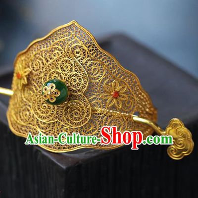 China Ancient Noble Childe Headwear Traditional Ming Dynasty Prince Filigree Hairdo Crown