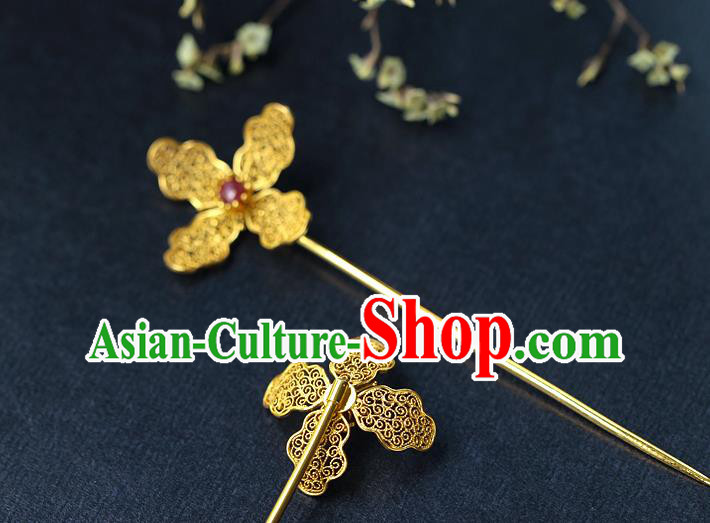 China Ancient Palace Lady Tourmaline Hair Stick Traditional Ming Dynasty Princess Filigree Hairpin China Ancient Palace Lady Tourmaline Hair Stick Traditional Ming Dynasty Princess Filigree Hairpin