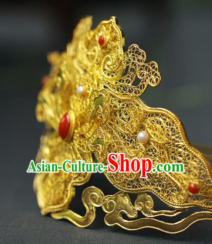 China Ancient Court Woman Gems Hair Jewelry Traditional Ming Dynasty Empress Filigree Hair Crown China Ancient Court Woman Gems Hair Jewelry Traditional Ming Dynasty Empress Filigree Hair Crown
