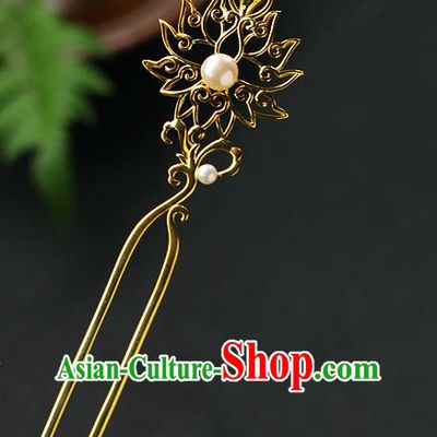 China Ancient Princess Hair Jewelry Traditional Tang Dynasty Palace Lady Aquamarine Hairpin