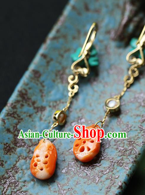 Chinese Handmade Agate Ear Accessories Traditional Cheongsam Kallaite Earrings Chinese Handmade Agate Ear Accessories Traditional Cheongsam Kallaite Earrings