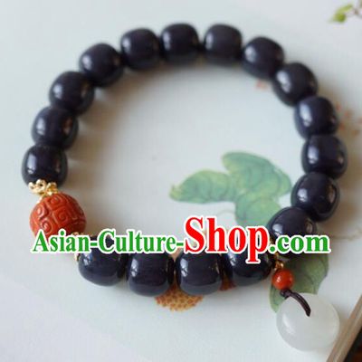Chinese Traditional Jadeite Wristlet Accessories Handmade Purple Jade Bracelet