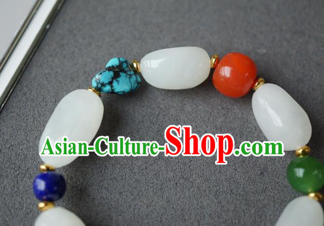 Chinese Traditional Cheongsam Wristlet Accessories Handmade National White Jade Bracelet Chinese Traditional Cheongsam Wristlet Accessories Handmade National White Jade Bracelet