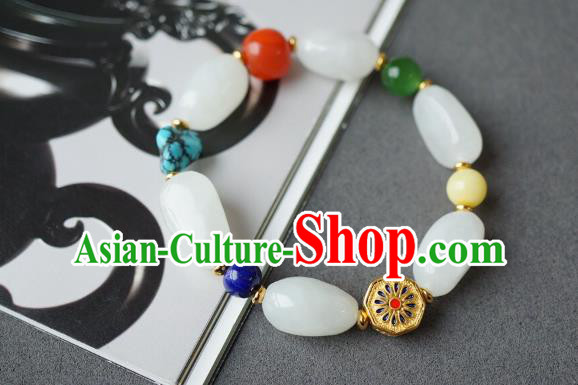 Chinese Traditional Cheongsam Wristlet Accessories Handmade National White Jade Bracelet Chinese Traditional Cheongsam Wristlet Accessories Handmade National White Jade Bracelet