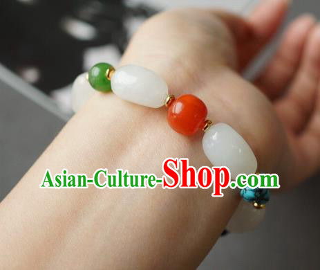 Chinese Traditional Cheongsam Wristlet Accessories Handmade National White Jade Bracelet Chinese Traditional Cheongsam Wristlet Accessories Handmade National White Jade Bracelet
