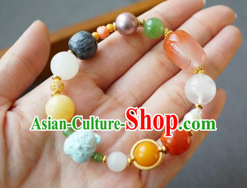 Chinese Handmade National Agate Bracelet Traditional Cheongsam Gems Wristlet Accessories Chinese Handmade National Agate Bracelet Traditional Cheongsam Gems Wristlet Accessories